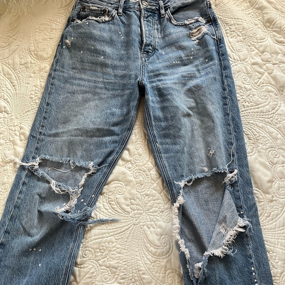Distressed Blue Jeans